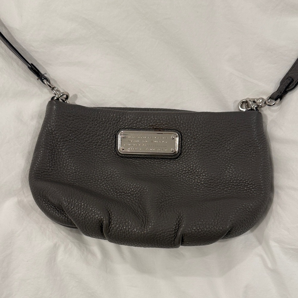 Gray Leather Crossbody